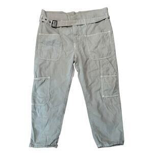 Free People Womens Khaki Zip Fly Elastic Waist Patch Pockets Platoon Pants Sz 4